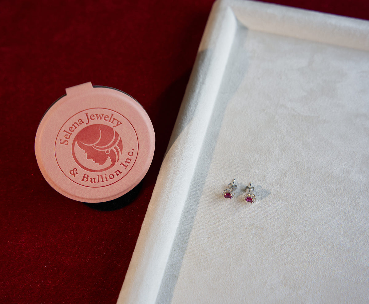 Selena Jewelry Bullion - Compiegne Ruby Tone Oval Halo Earrings
