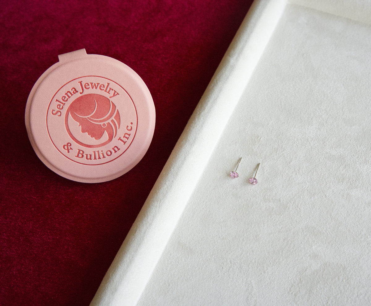 Selena Jewelry Bullion - Bourgogne Rosy Pink Heart Stud Earrings