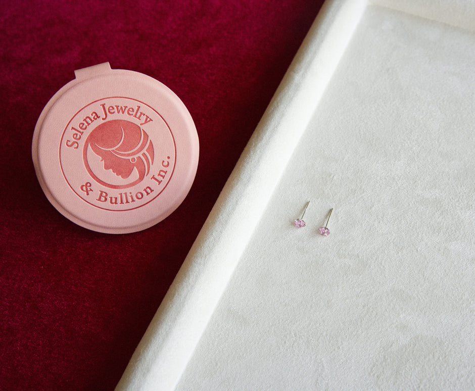 Selena Jewelry Bullion - Bourgogne Rosy Pink Heart Stud Earrings