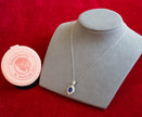Selena Jewelry Bullion - Neuschwanstein 2cts Lab Grown Royal Blue Sapphire Oval Halo Pendant Necklace