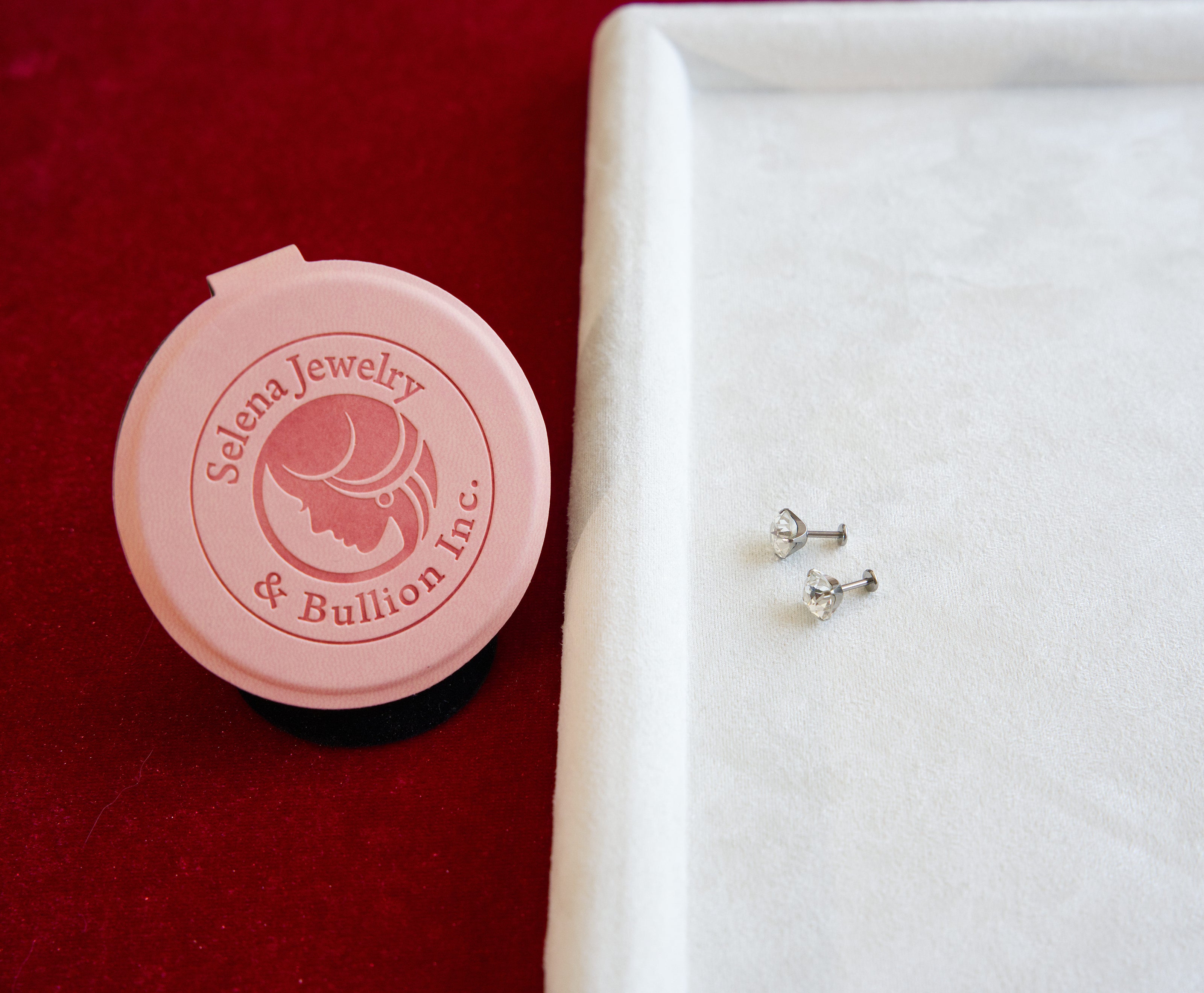 Selena Jewelry Bullion - Dewdrop Sports Series 8mm Round Clear Tone Austrian Crystal Titanium Screw‑Back Stud Earrings