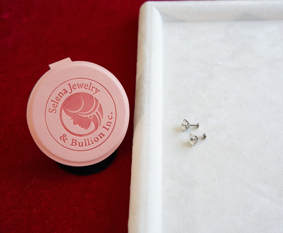 Selena Jewelry Bullion - Dewdrop Sports Series 8mm Round Clear Tone Austrian Crystal Titanium Screw‑Back Stud Earrings