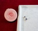 Selena Jewelry Bullion - Versailles 1.5ct Per Stone Total 3cts Pair Lab Grown Royal Blue Sapphire Oval Halo Stud Earrings