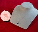 Selena Jewelry Bullion - Chambord 3.5cts Lab Grown Royal Blue Sapphire Pear Soft Floral Halo Pendant Necklace
