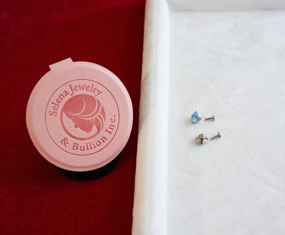 Selena Jewelry Bullion - Dewdrop Sports Series 8mm Round Aquamarine Tone Austrian Crystal Titanium Screw‑Back Stud Earrings