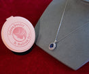 Selena Jewelry Bullion - Marly 2 Carats Lab Grown Royal Blue Sapphire Wheat Halo Pendant Necklace