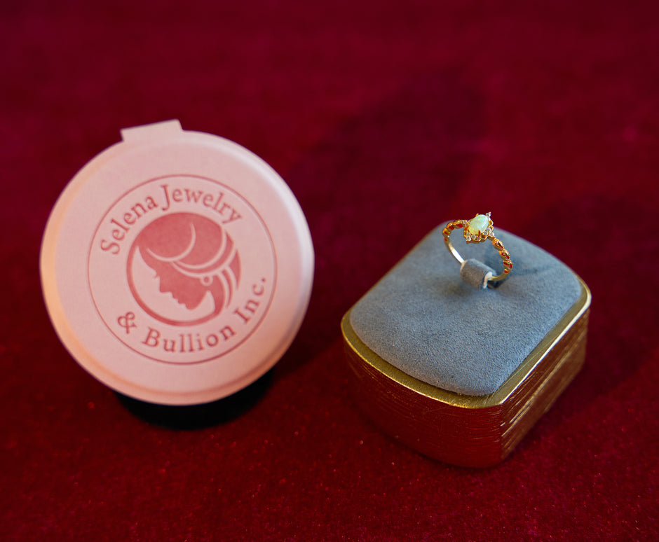 Selena Jewelry Bullion - Neuschwanstein Opal Tone Vintage Vine Ring