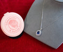 Selena Jewelry Bullion - Compiegne 2 Carats Lab Grown Royal Blue Sapphire Oval Floral Halo Pendant Necklace