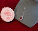 Selena Jewelry Bullion - Hofburg 3 Carats Lab Grown Ruby Oval Floral Halo Pendant Necklace