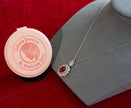 Selena Jewelry Bullion - Neuschwanstein 4cts Lab Grown Ruby Oval Kite-Cut Halo Pendant Necklace