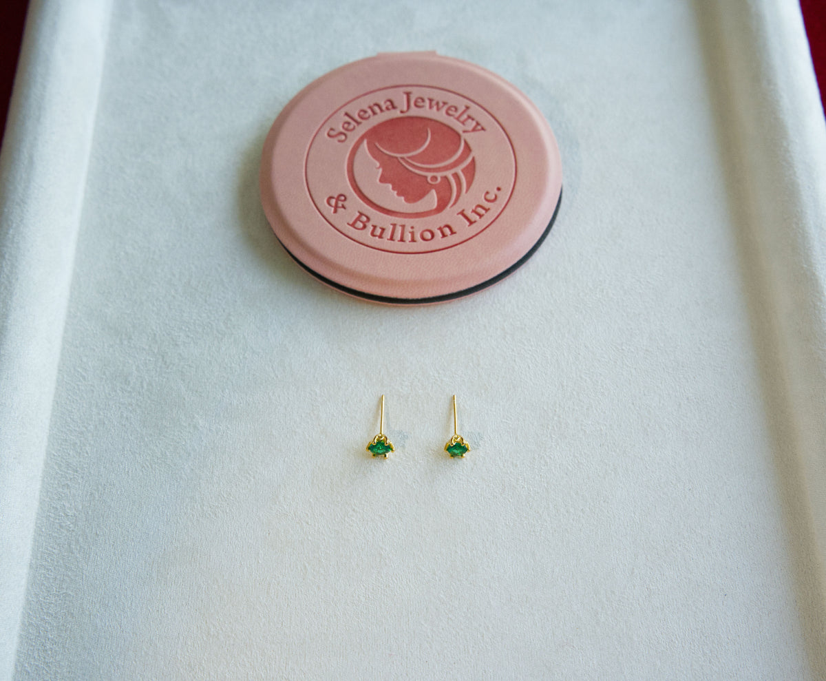 Selena Jewelry Bullion - Chambord Emerald Tone Stud Earrings