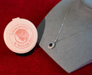 Selena Jewelry Bullion - Fontainebleau 2cts Lab Grown Royal Blue Sapphire Oval Sunburst Halo Pendant Necklace