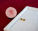 Selena Jewelry Bullion - Bourgogne Ruby Red Enamel Heart Beaded Halo Stud Earrings