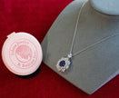 Selena Jewelry Bullion - Neuschwanstein 6 Carats Lab Grown Royal Blue Sapphire Floral Halo Pendant Necklace