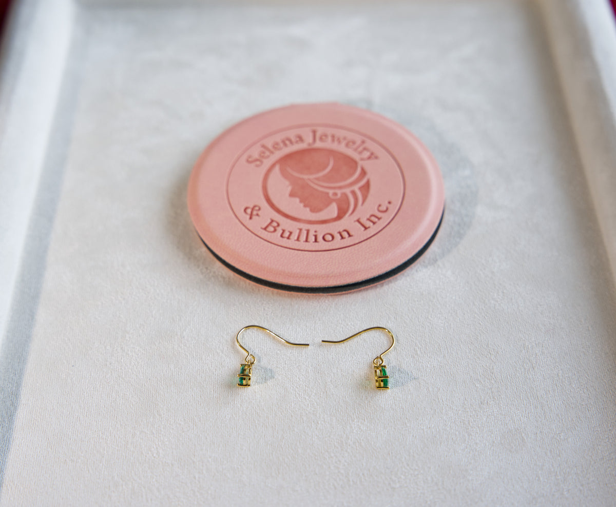 Selena Jewelry Bullion - Chambord Emerald Tone Drop Hook Earrings