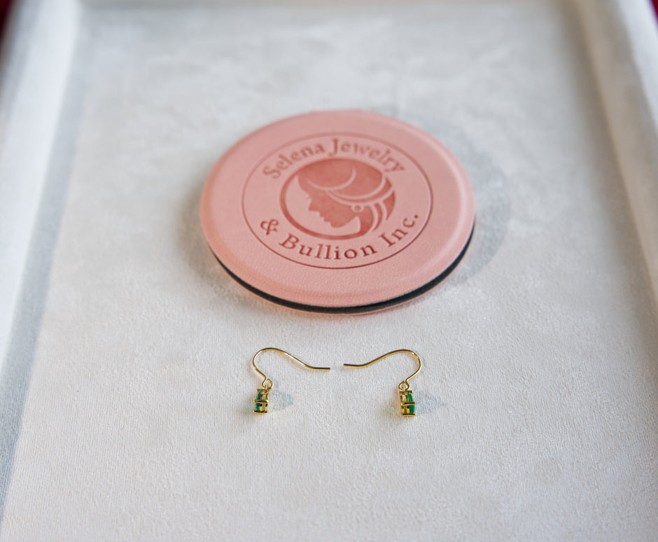 Selena Jewelry Bullion - Chambord Emerald Tone Drop Hook Earrings