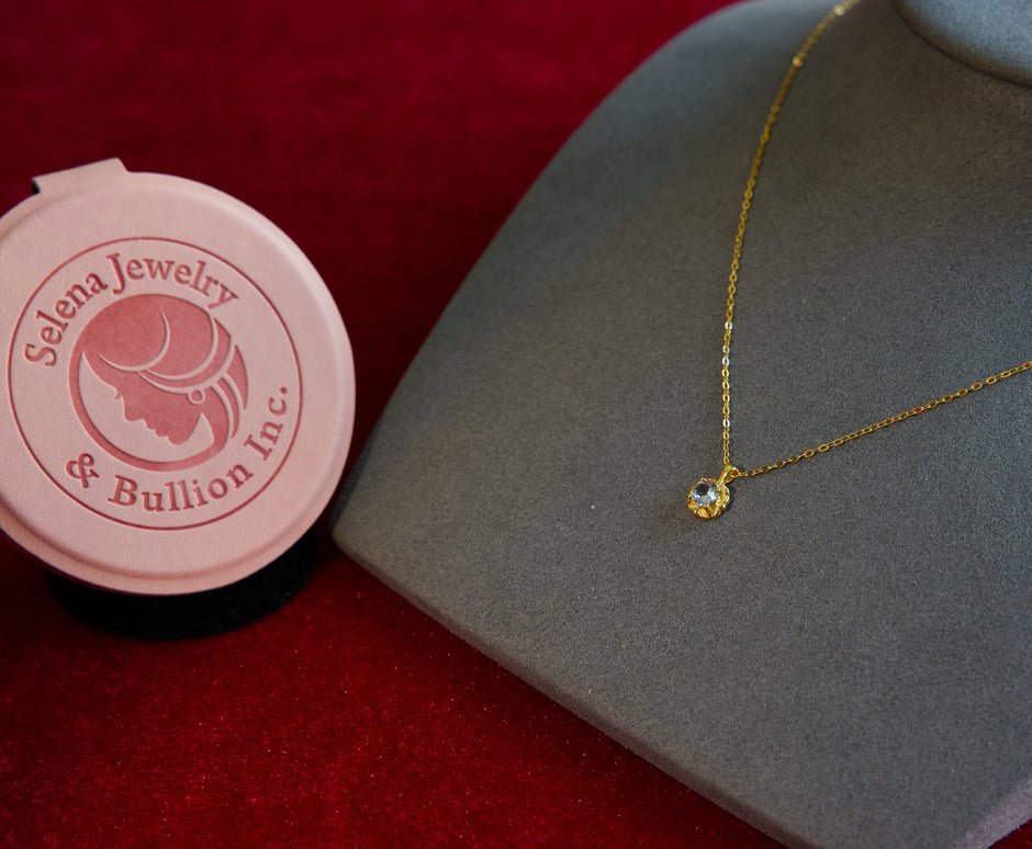 Selena Jewelry Bullion - Chambord Aquamarine Tone Pendant Necklace