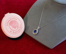 Selena Jewelry Bullion - Versailles 3 Carats Lab Grown Royal Blue Sapphire Oval Halo Pendant Necklace