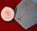 Selena Jewelry Bullion - Fontainebleau 2cts Lab Grown Ruby Oval Sunburst Halo Pendant Necklace