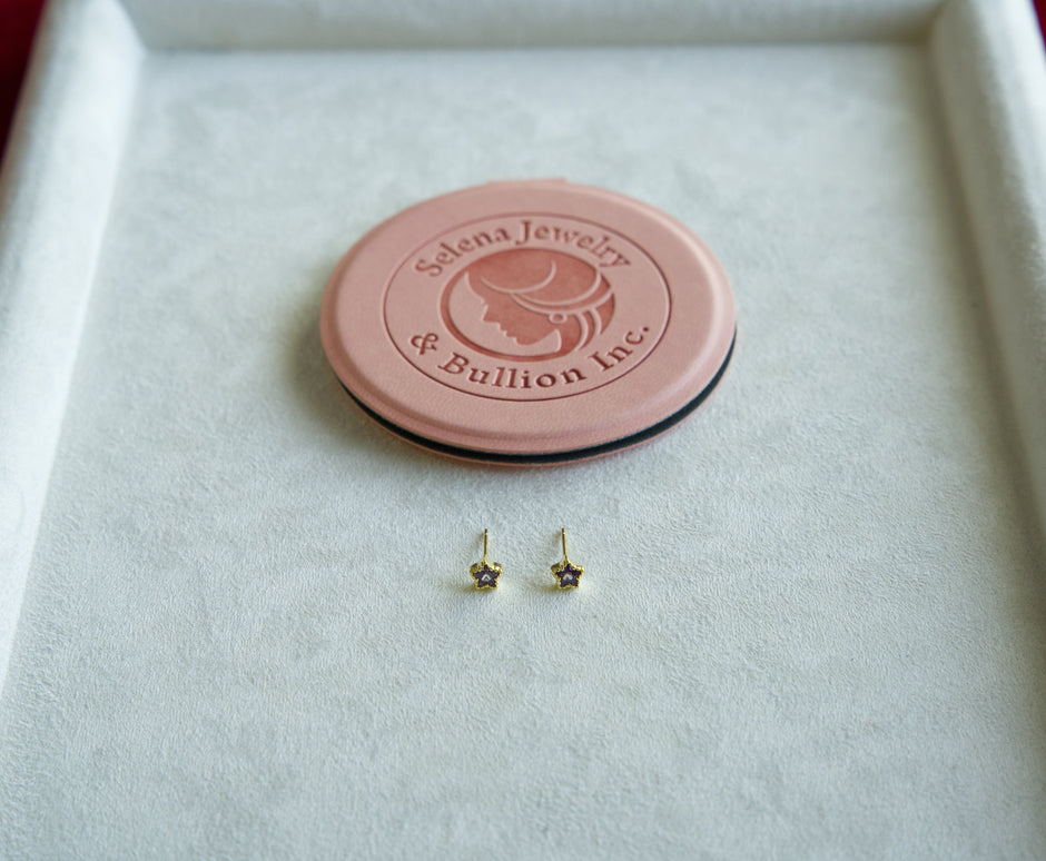 Selena Jewelry Bullion - Linderhof Amethyst Tone Star Shape Stud Earrings
