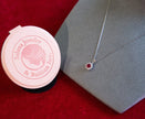 Selena Jewelry Bullion - Fontainebleau 0.5 Carat Lab Grown Ruby Round Sunburst Halo Pendant Necklace