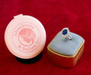 Selena Jewelry Bullion - Linderhof 3 cts Lab Grown Royal Blue Sapphire Oval Sunburst Halo Ring