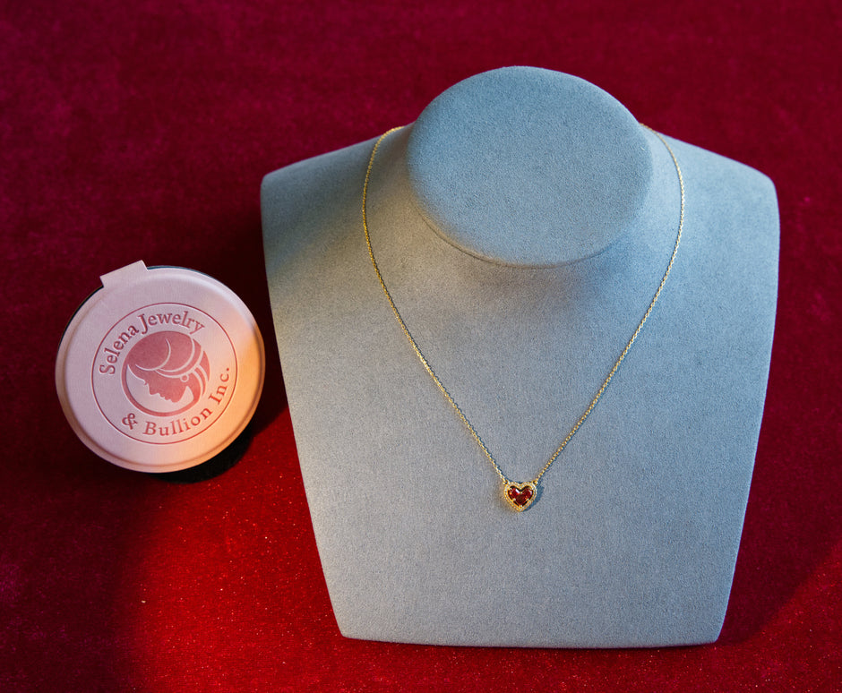 Selena Jewelry Bullion - Bourgogne Heart Ruby Tone Pendant Necklace