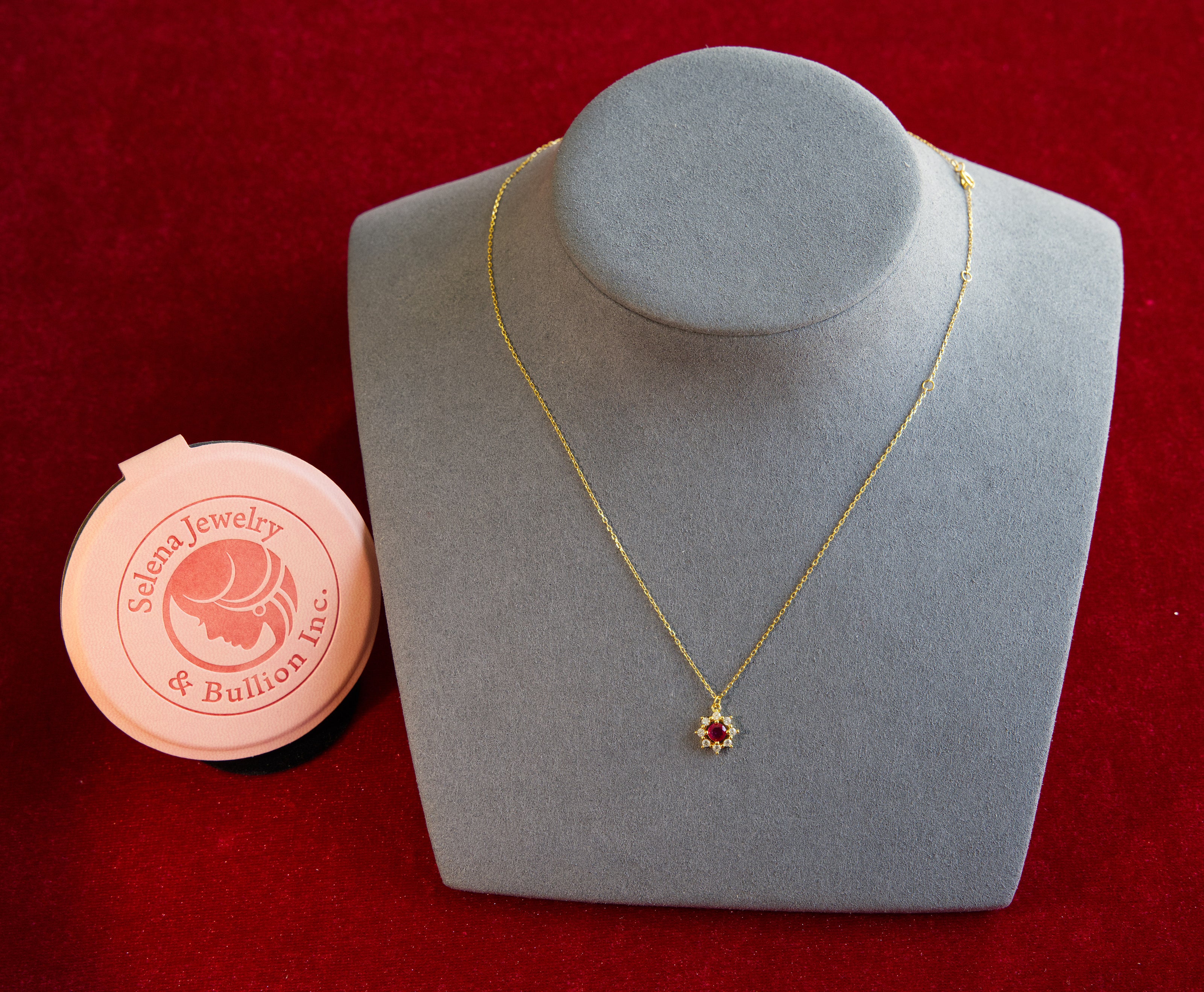 Selena Jewelry Bullion - Fontainebleau Ruby Tone Floral Dainty Necklace