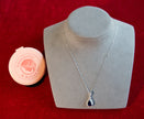 Selena Jewelry Bullion - Chambord 3.5cts Lab Grown Royal Blue Sapphire Pear Soft Floral Halo Pendant Necklace