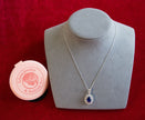 Selena Jewelry Bullion - Versailles 3 Carats Lab Grown Royal Blue Sapphire Oval Halo Pendant Necklace