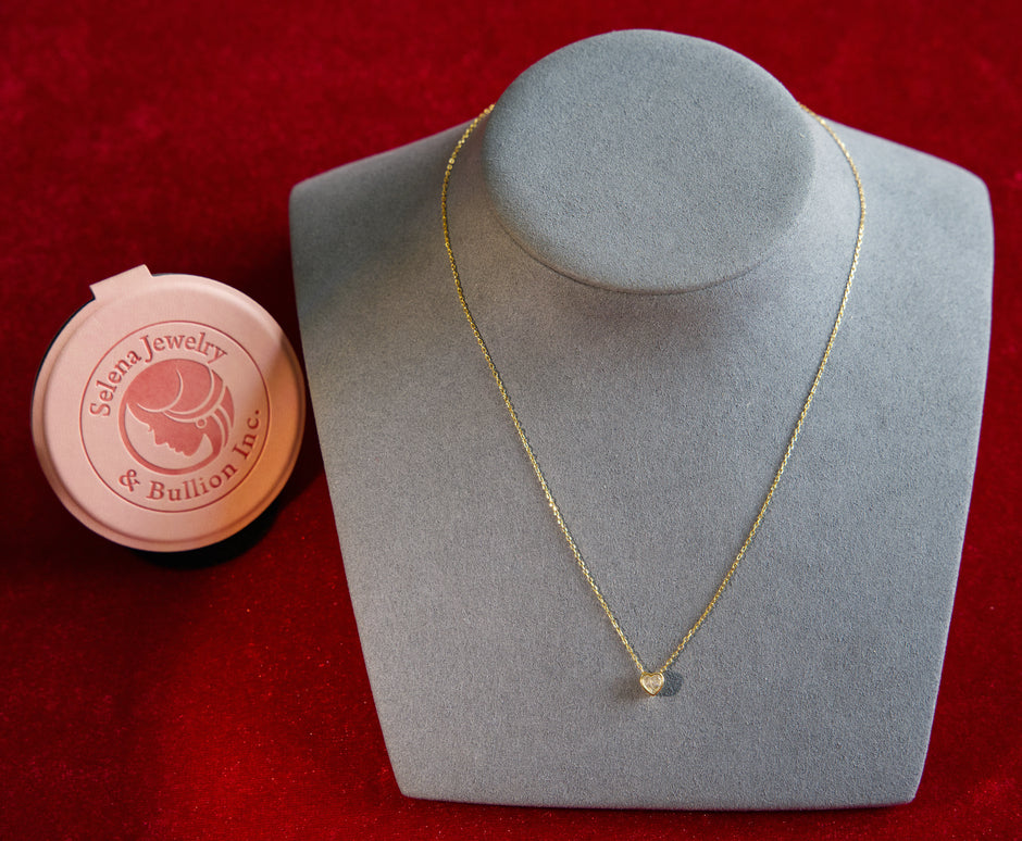 Selena Jewelry Bullion - Bourgogne Clear Tone Heart Solitaire Necklace
