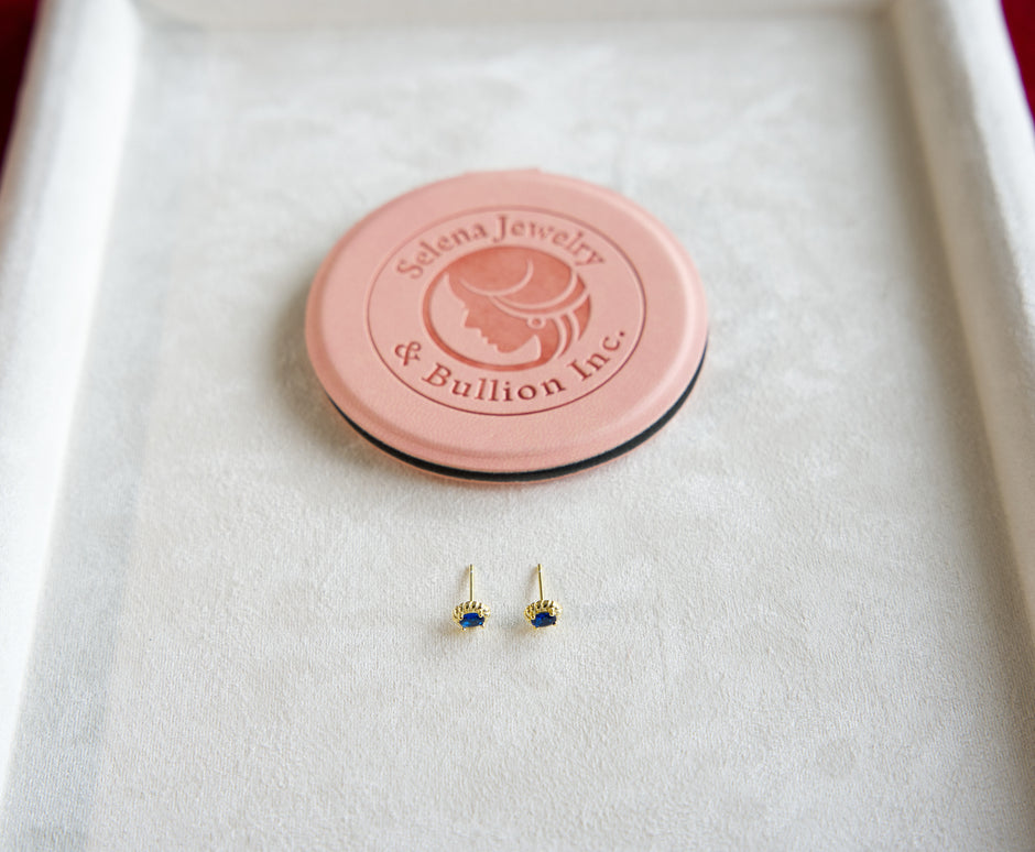 Selena Jewelry Bullion - Chambord Sapphire Tone Vintage Twist Stud Earrings