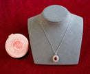 Selena Jewelry Bullion - Hofburg 3 Carats Lab Grown Ruby Oval Floral Halo Pendant Necklace