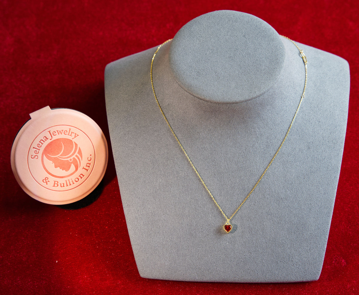 Selena Jewelry Bullion - Bourgogne Ruby Tone Mini Heart Pendant Necklace