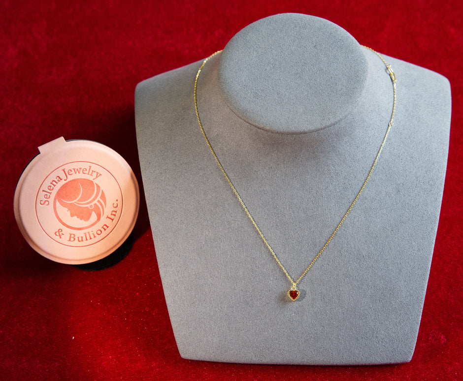 Selena Jewelry Bullion - Bourgogne Ruby Tone Mini Heart Pendant Necklace