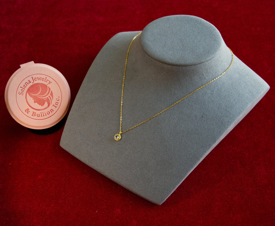 Selena Jewelry Bullion - Chambord Aquamarine Tone Pendant Necklace