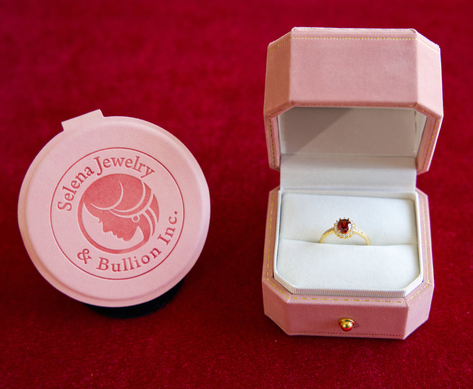 Selena Jewelry Bullion - Fontainebleau Ruby Tone Vintage Halo Ring
