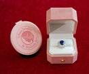 Selena Jewelry Bullion - Hofburg 5cts Lab Grown Royal Blue Sapphire Oval Floral Bloom Halo Ring