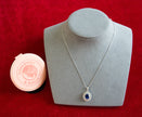 Selena Jewelry Bullion - Compiegne 2 Carats Lab Grown Royal Blue Sapphire Oval Floral Halo Pendant Necklace