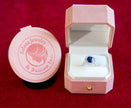 Selena Jewelry Bullion - Linderhof 3 cts Lab Grown Royal Blue Sapphire Oval Sunburst Halo Ring