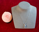Selena Jewelry Bullion - Fontainebleau 3cts Lab Grown London Blue Spinel Pear Floral Halo Pendant Necklace