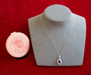 Selena Jewelry Bullion - Neuschwanstein 2cts Lab Grown Royal Blue Sapphire Oval Halo Pendant Necklace