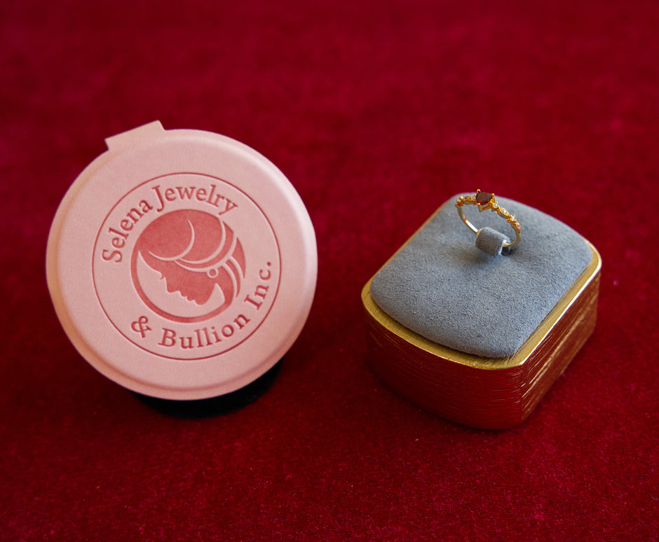 Selena Jewelry Bullion - Bourgogne Ruby Tone Heart Pave Open Ring
