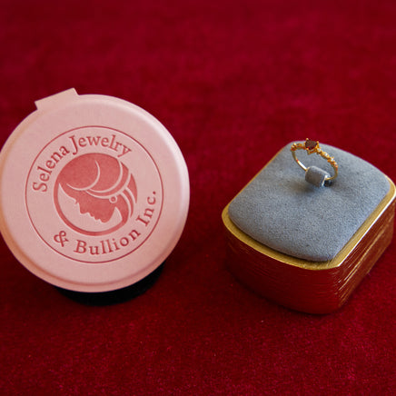 Selena Jewelry Bullion - Bourgogne Ruby Tone Heart Pave Open Ring
