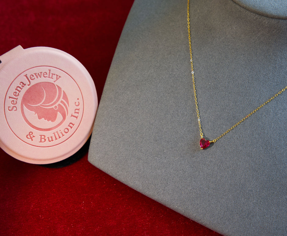 Selena Jewelry Bullion - Bourgogne  Ruby Tone Heart Pendant Necklace