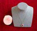 Selena Jewelry Bullion - Compiegne 2 Carats Lab Grown Ruby Oval Floral Halo Pendant Necklace