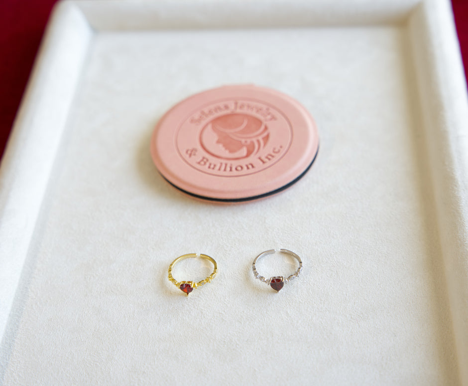 Selena Jewelry Bullion - Bourgogne Ruby Tone Vintage Heart  Open Ring