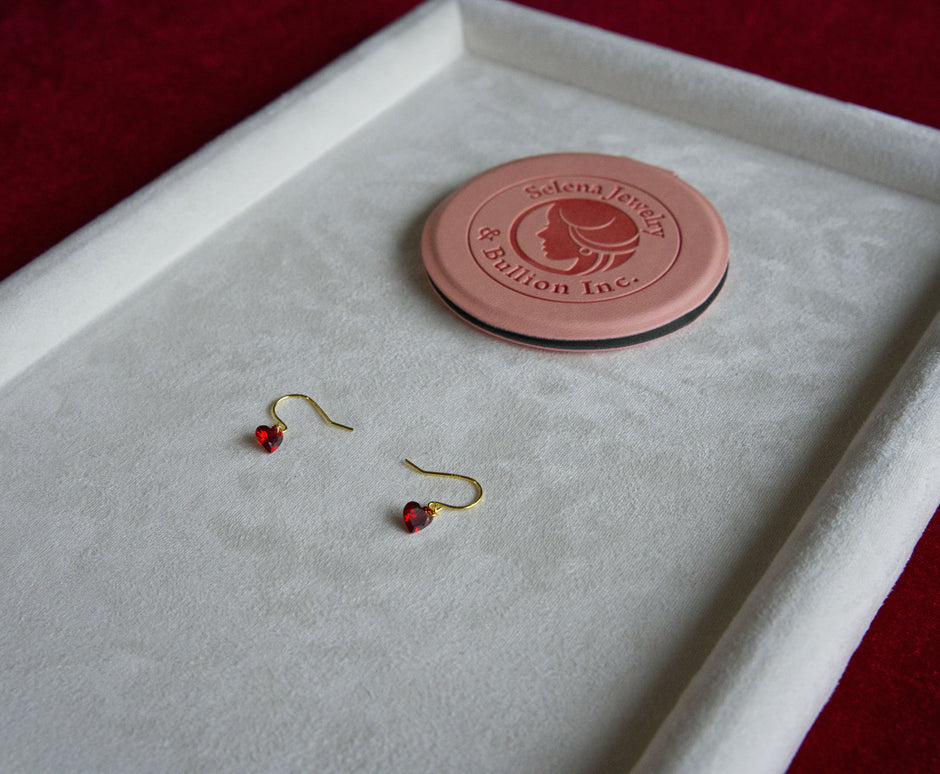 Selena Jewelry Bullion - Bourgogne Ruby Tone Heart Drop Hook Earrings