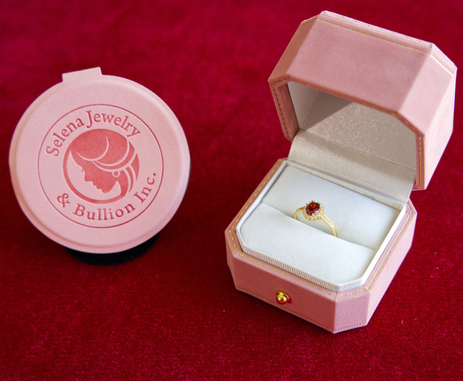 Selena Jewelry Bullion - Fontainebleau Ruby Tone Vintage Halo Ring