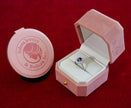 Selena Jewelry Bullion - Fontainebleau 1ct Lab Grown Royal Blue Sapphire Sunburst Halo Open Ring